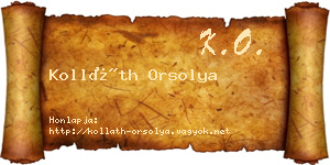 Kolláth Orsolya névjegykártya
